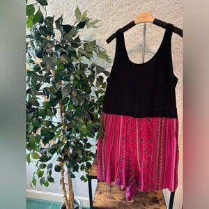 Torrid Black and Pink Tribal Tank Romper (Size 2)